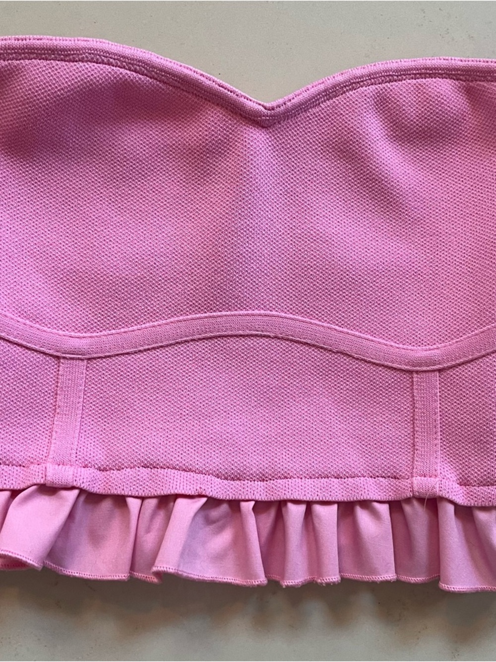 Altar'd State Pink Strapless Ruffled Bustier Top